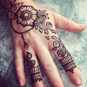 Henna tattoo floral paisley hand design sample