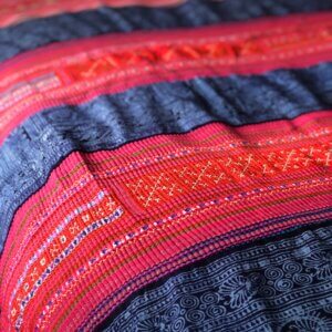 Mulit-colored Hmong textile bedspread