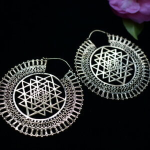Brass Sri Yantra earrings
